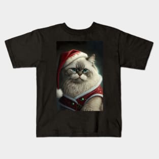 Cute Cat portrait Christmas vibes Kids T-Shirt